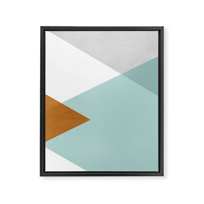 Geometrics - aqua & orange concrete Framed Canvas Print Gallery Image 1