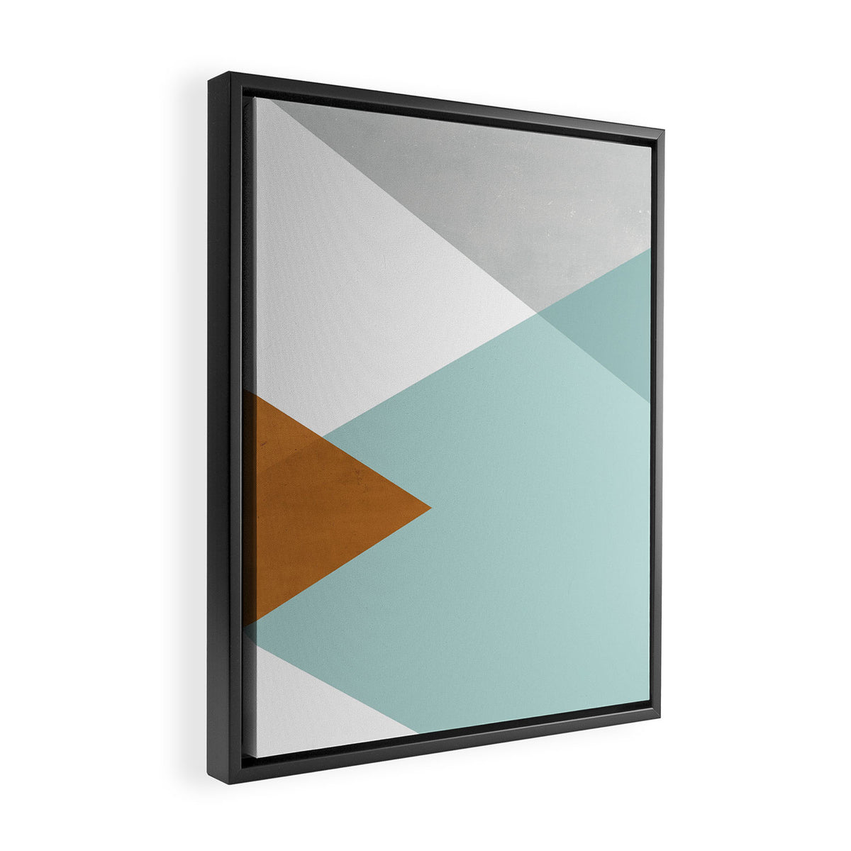 Geometrics - aqua & orange concrete Framed Canvas Print Gallery Image 2