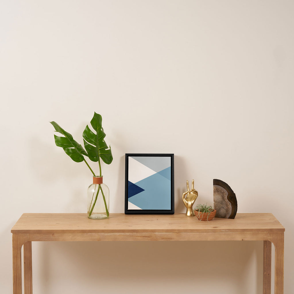 Geometrics - blues & concrete Framed Canvas Print Gallery Image 4