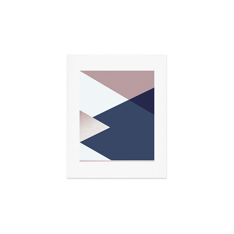 Geometrics - blush indigo rose gold Art Print Gallery Image 1