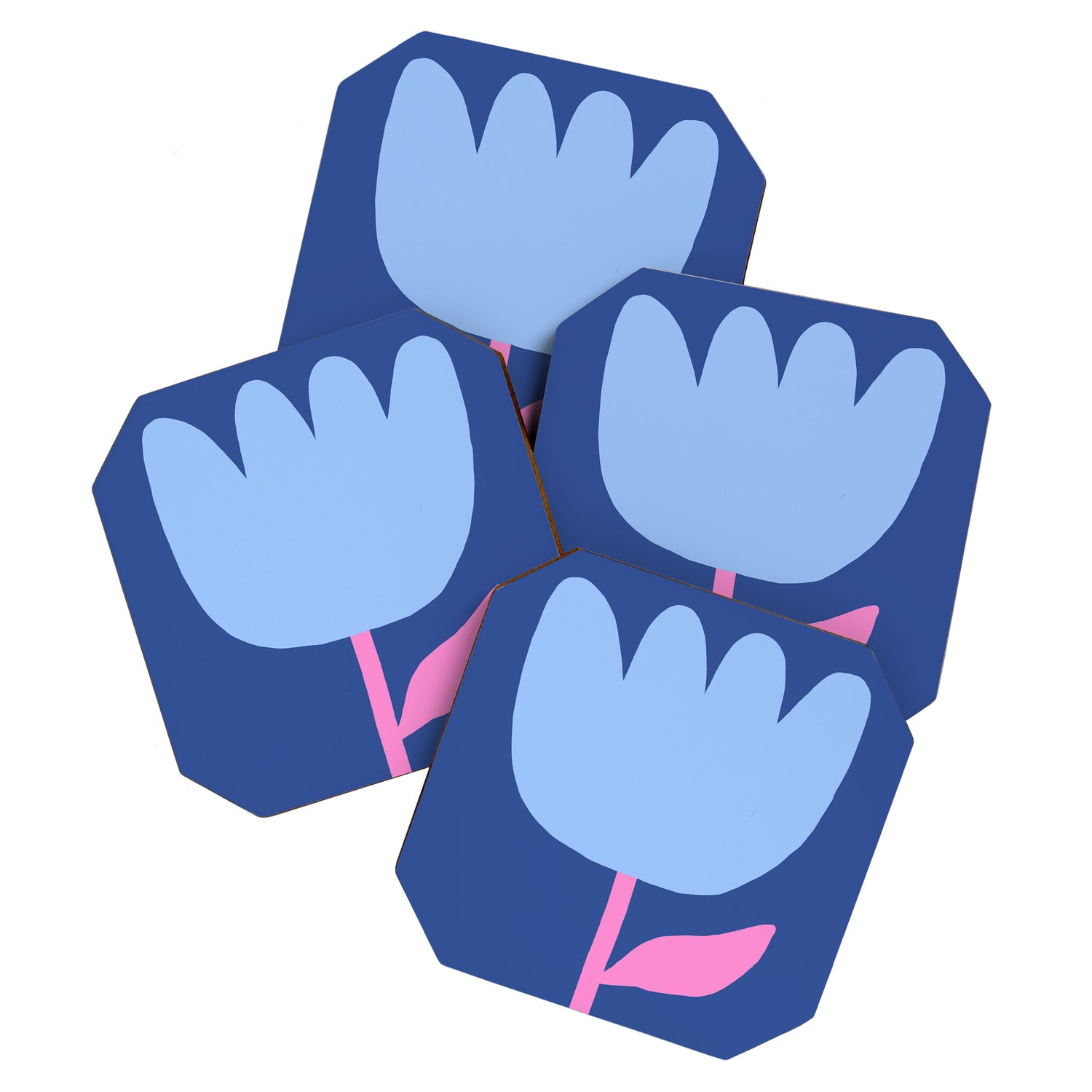 Happy Tulip - blue pink Coaster Gallery Image 1