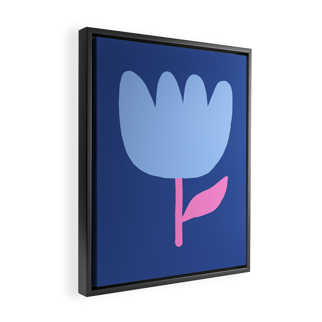 Happy Tulip - blue pink Framed Canvas Print Gallery Image 2