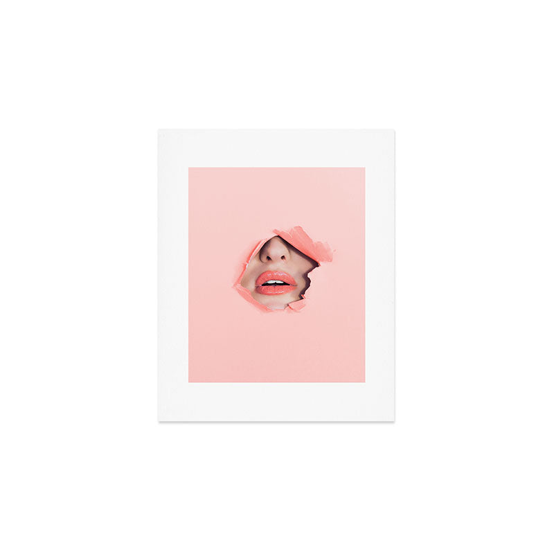 Her lips - coral Art Print Gallery Image 1