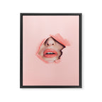 Her lips - coral Framed Canvas Print Gallery Image 8