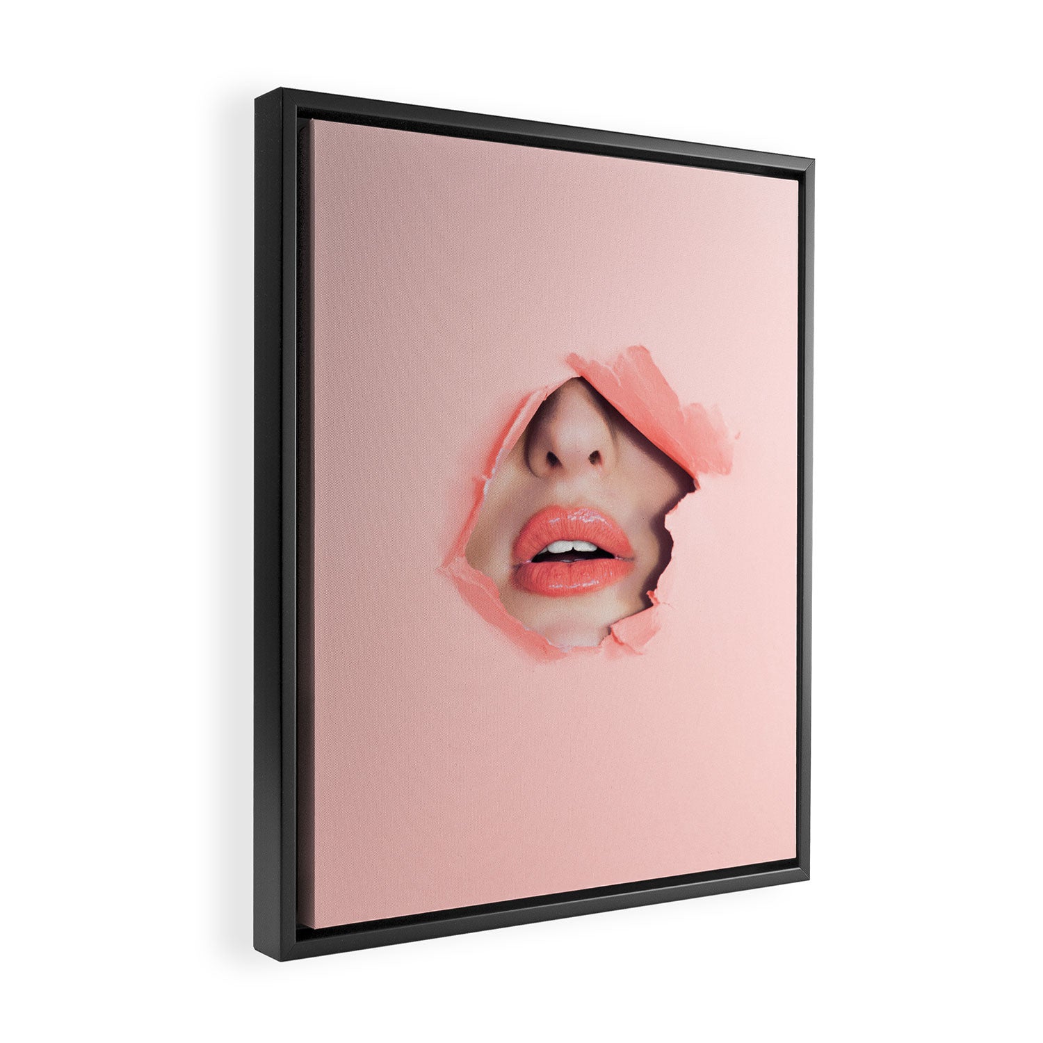 Her lips - coral Framed Canvas Print Gallery Image 2