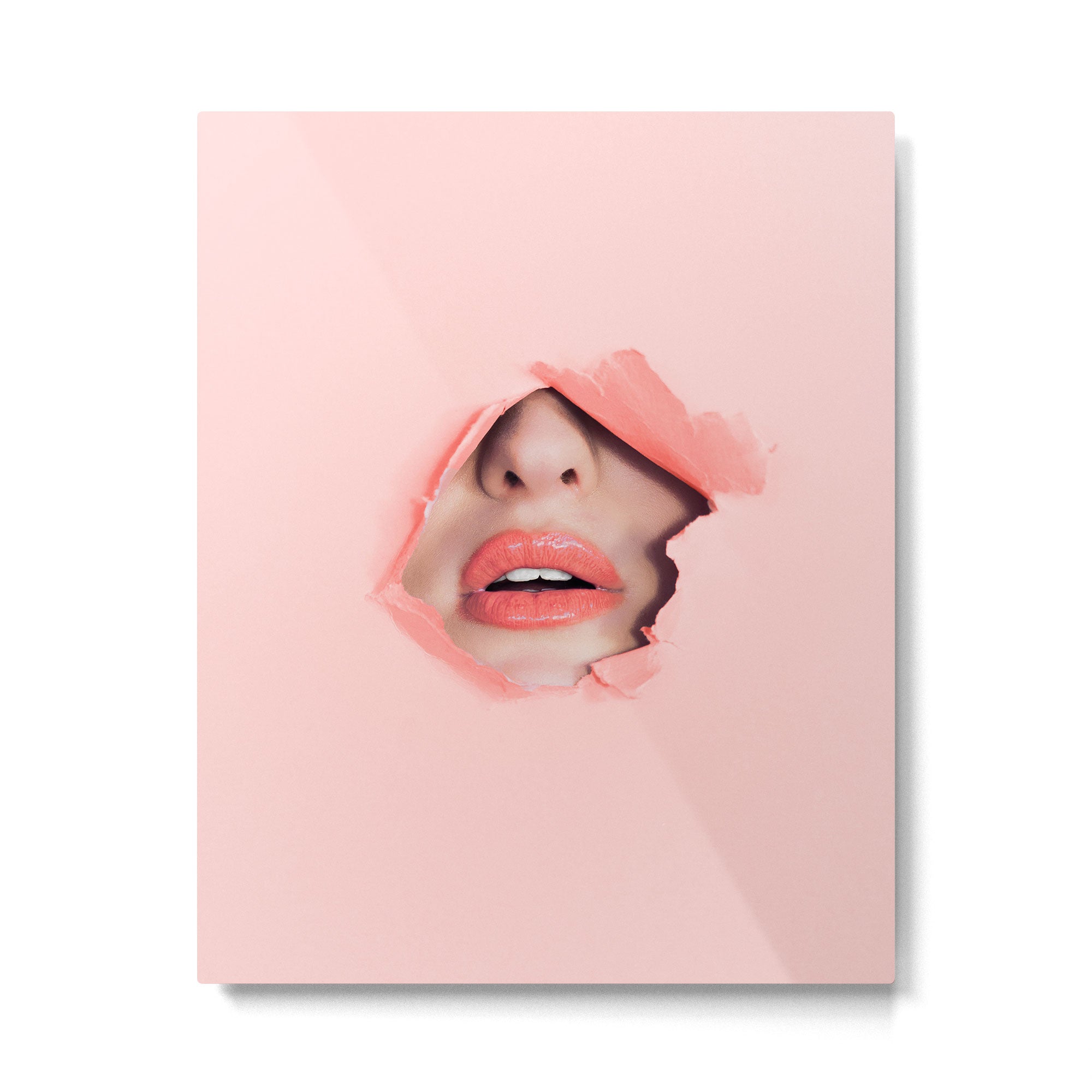 Her lips - coral Metal Print Gallery Image 6