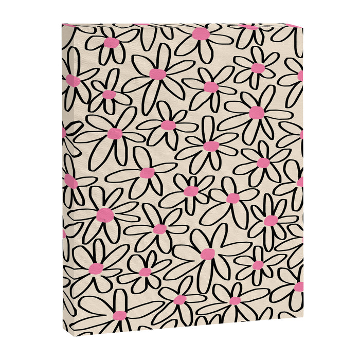 Joyful Flower Lines - b/w pink Canvas Print Gallery Image 1