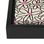 Joyful Flower Lines - b/w pink Framed Canvas Print Gallery Image 3