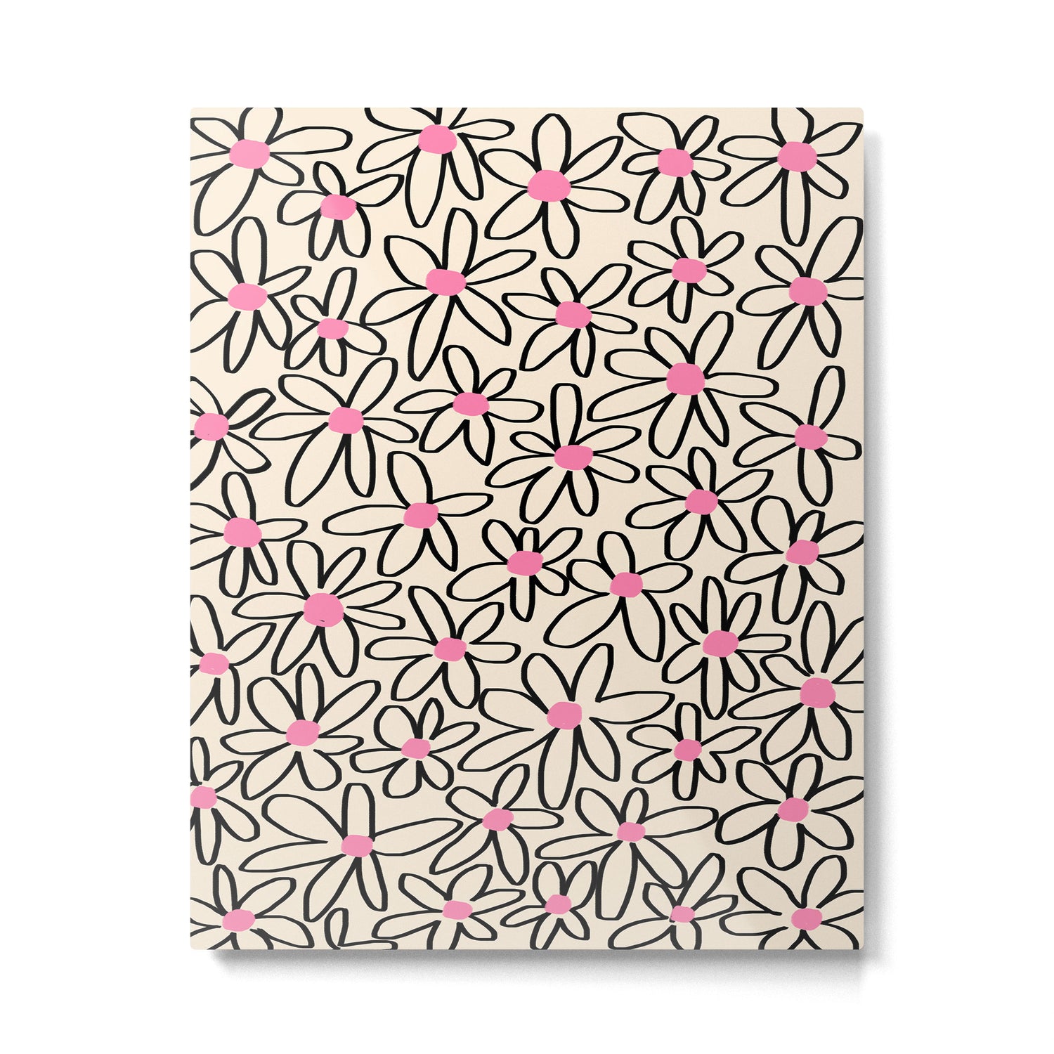 Joyful Flower Lines - b/w pink Metal Print Gallery Image 4