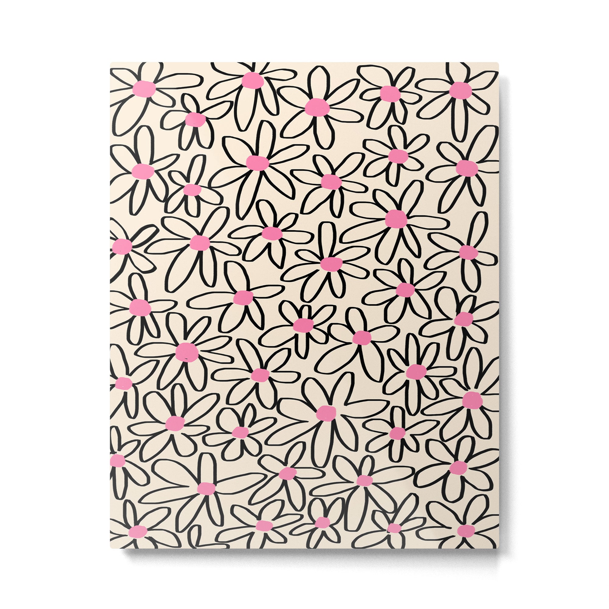 Joyful Flower Lines - b/w pink Metal Print Gallery Image 4