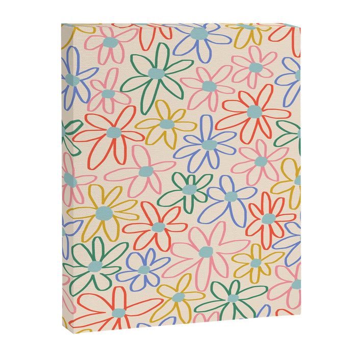 Joyful Flower Lines - rainbow Canvas Print Gallery Image 1