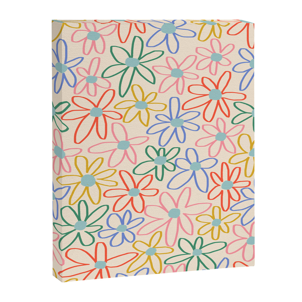 Joyful Flower Lines - rainbow Canvas Print Gallery Image 6