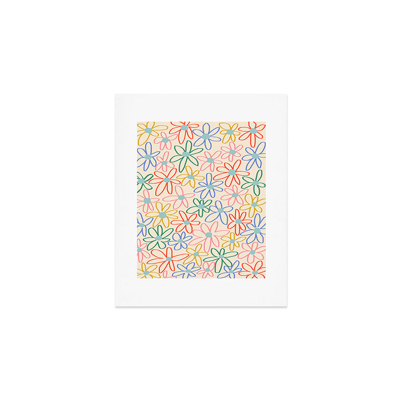 Joyful Flower Lines - rainbow Art Print Gallery Image 1