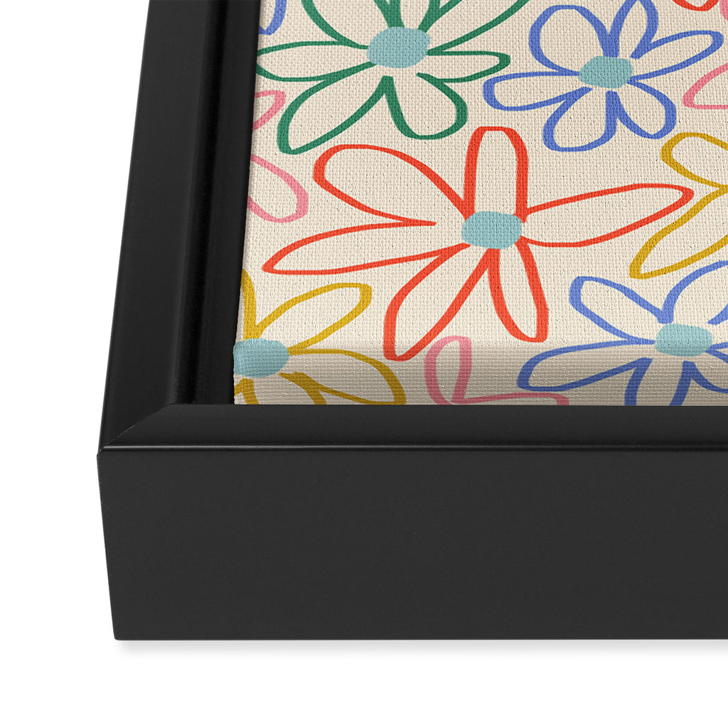 Joyful Flower Lines - rainbow Framed Canvas Print Gallery Image 3
