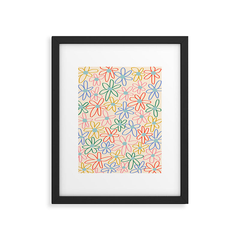 Joyful Flower Lines - rainbow Framed Art Print Gallery Image 5