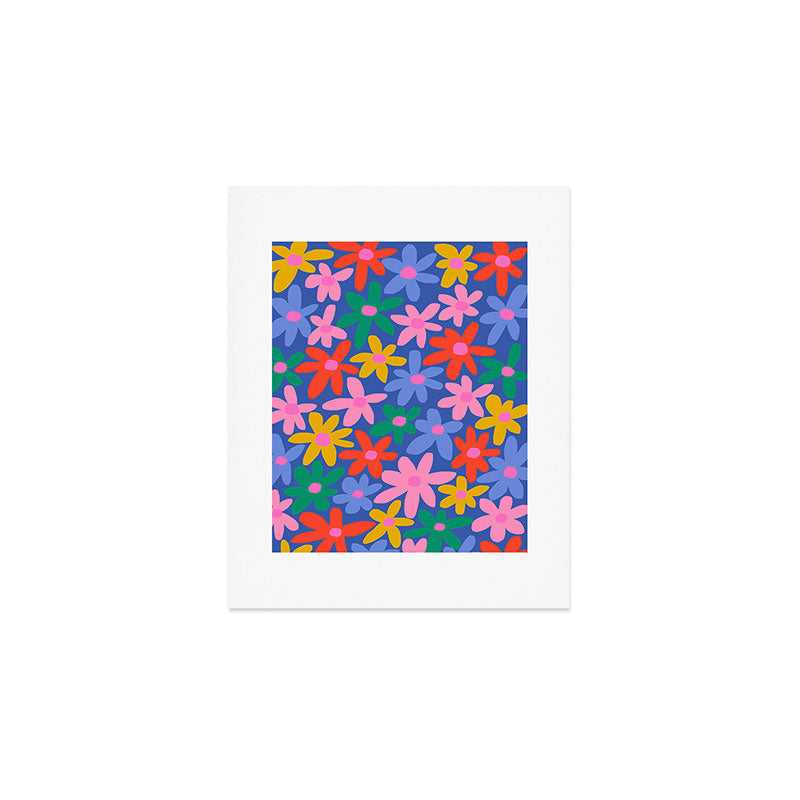 Joyful Flowers - blue Art Print Gallery Image 1
