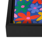 Joyful Flowers - blue Framed Canvas Print Gallery Image 3