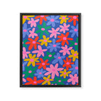 Joyful Flowers - blue Framed Canvas Print Gallery Image 6