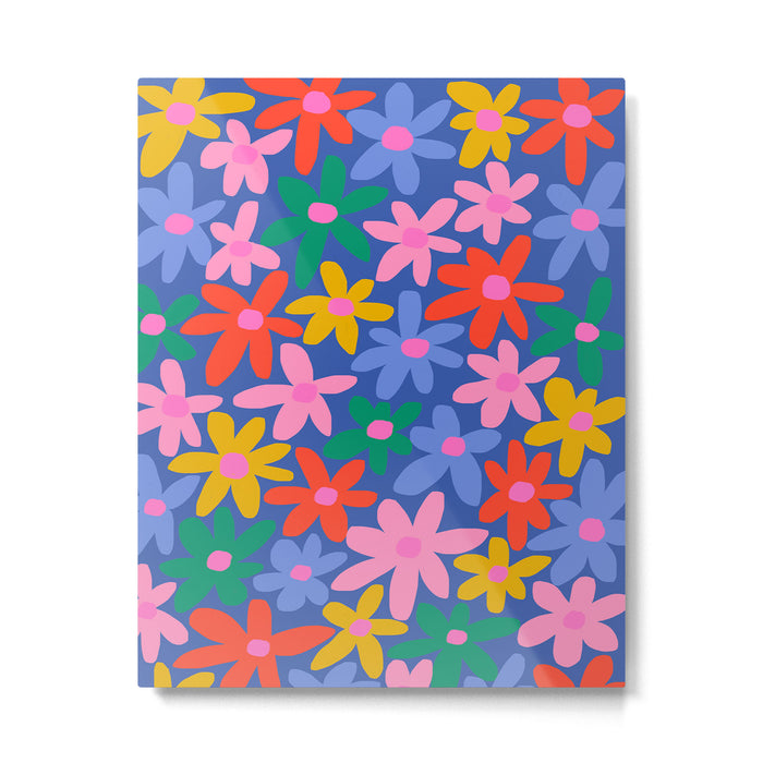 Joyful Flowers - blue Metal Print Gallery Image 1