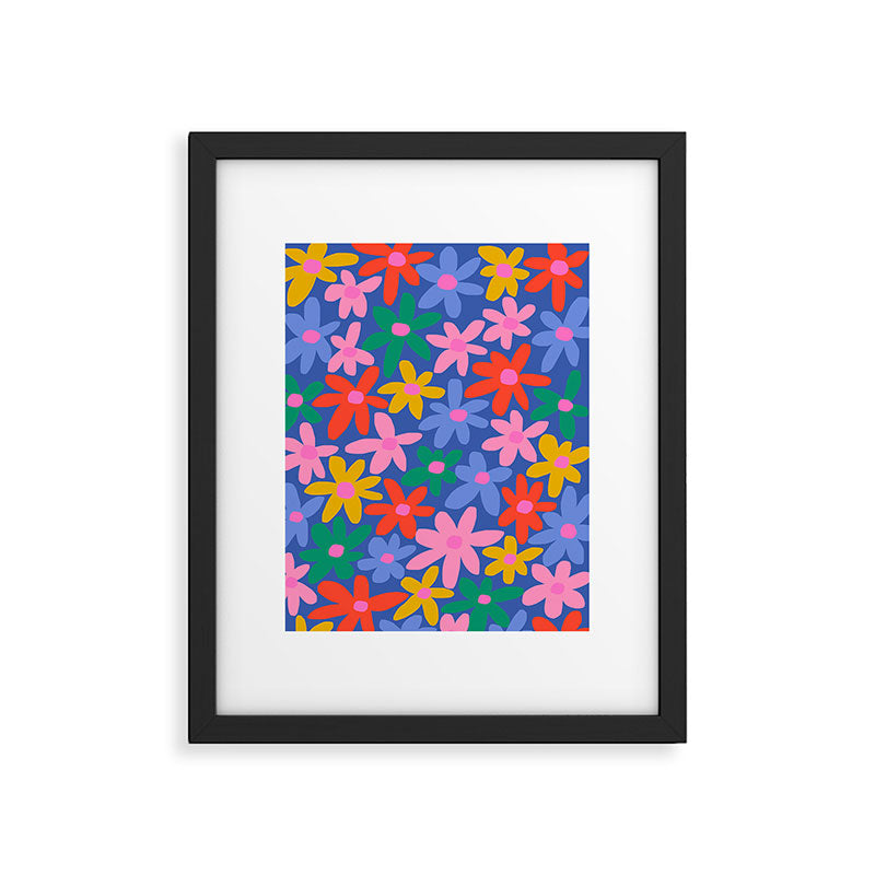 Joyful Flowers - blue Framed Art Print Gallery Image 5