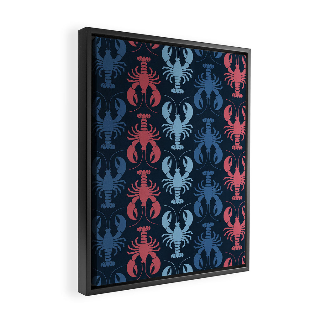 Lobster parade - navy Framed Canvas Print Gallery Image 2