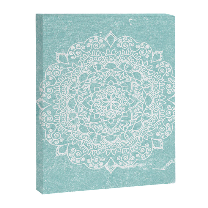 Mandala on concrete - teal Canvas Print Gallery Image 1