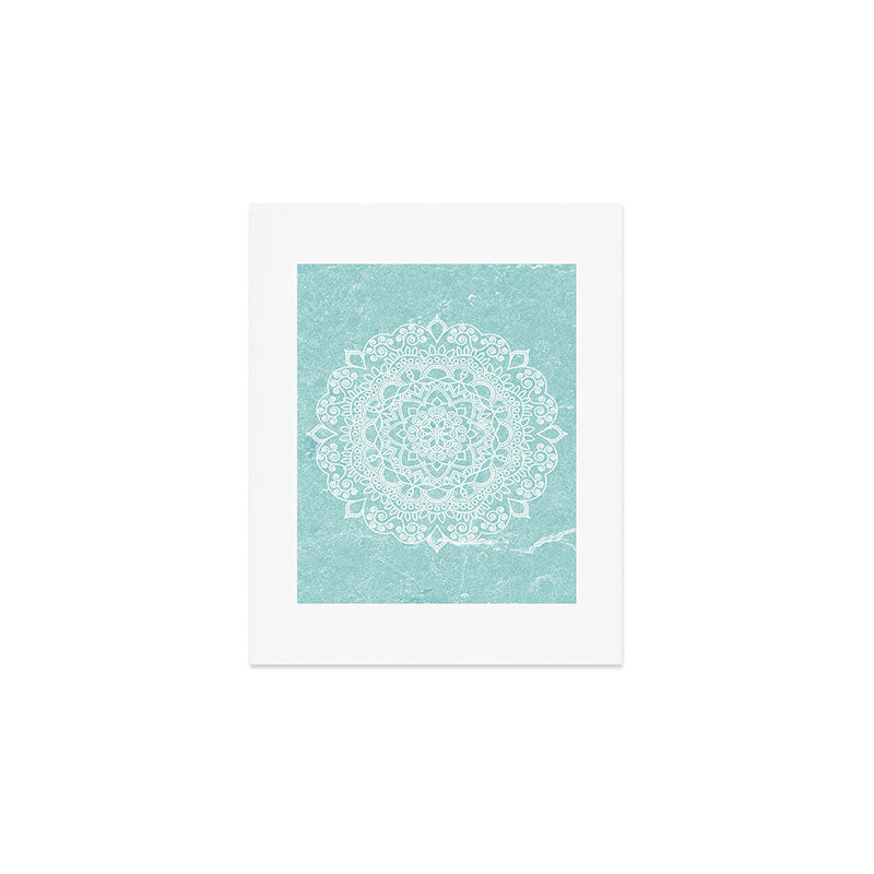 Mandala on concrete - teal Art Print Gallery Image 1