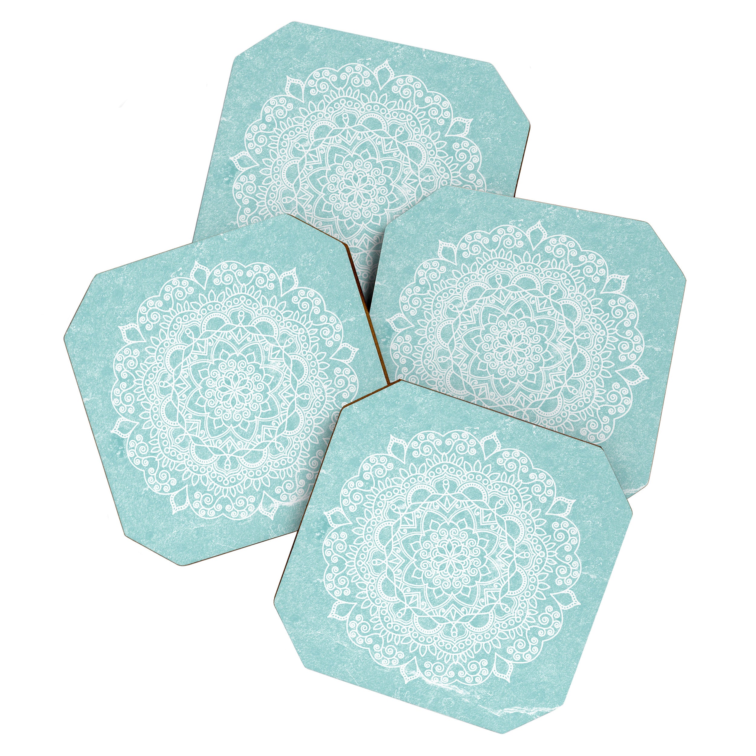 Mandala on concrete - teal Coaster Gallery Image 1