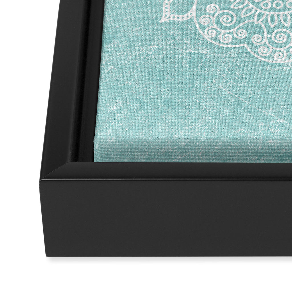 Mandala on concrete - teal Framed Canvas Print Gallery Image 3