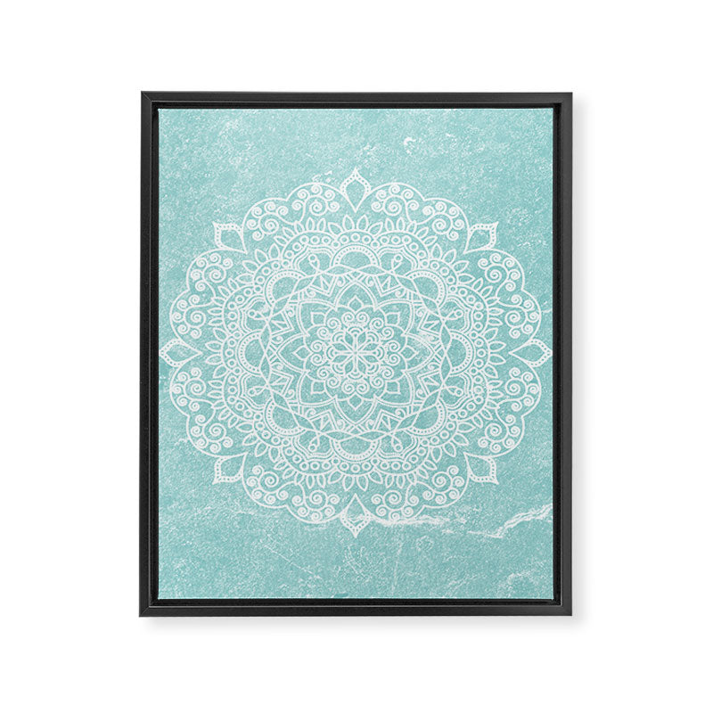 Mandala on concrete - teal Framed Canvas Print Gallery Image 8