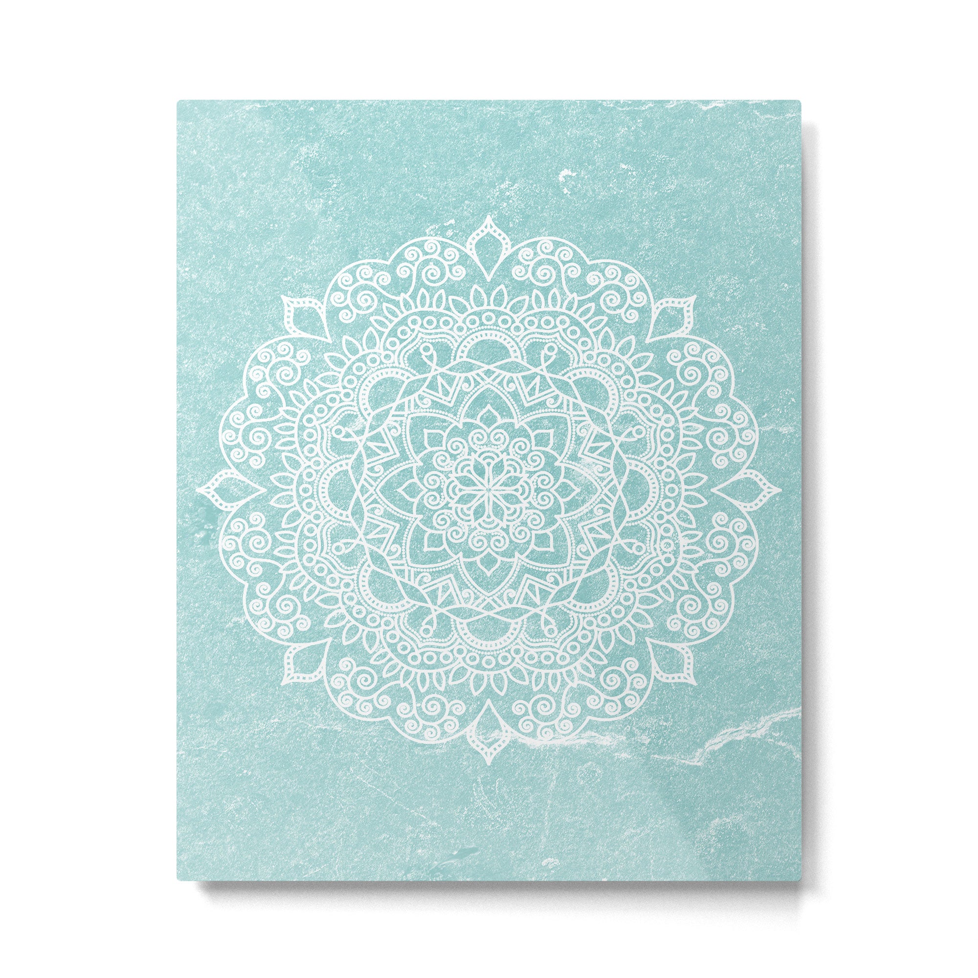 Mandala on concrete - teal Metal Print Gallery Image 6