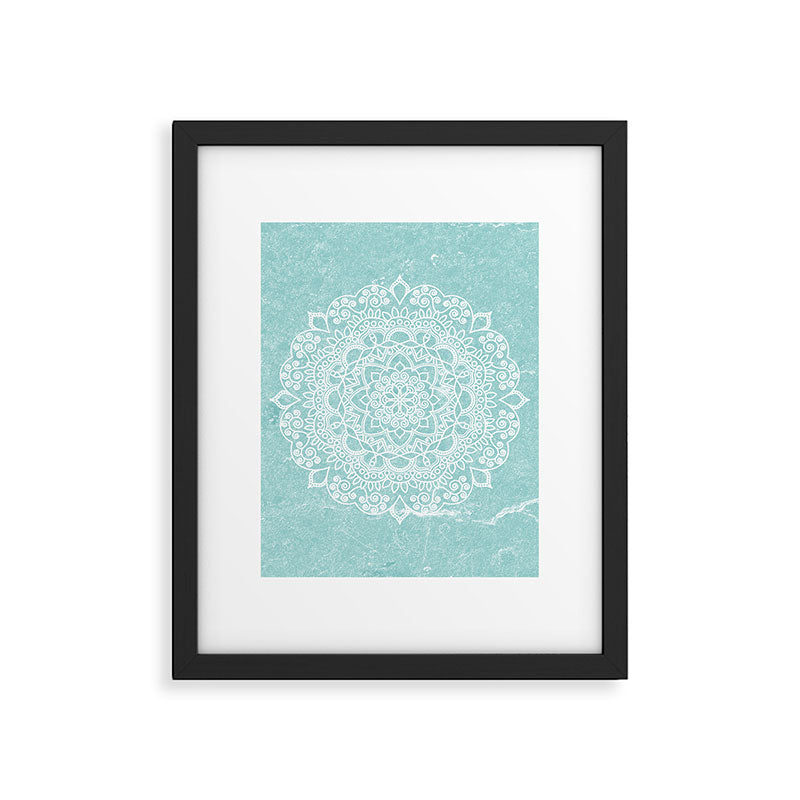 Mandala on concrete - teal Framed Art Print Gallery Image 6