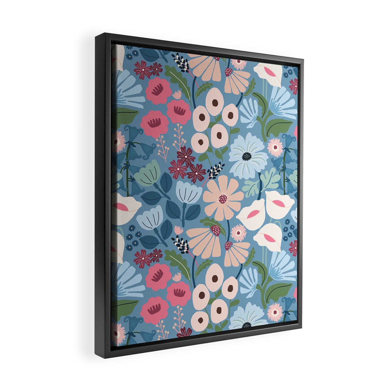Meadow muse - heritage blue Framed Canvas Print Gallery Image 2