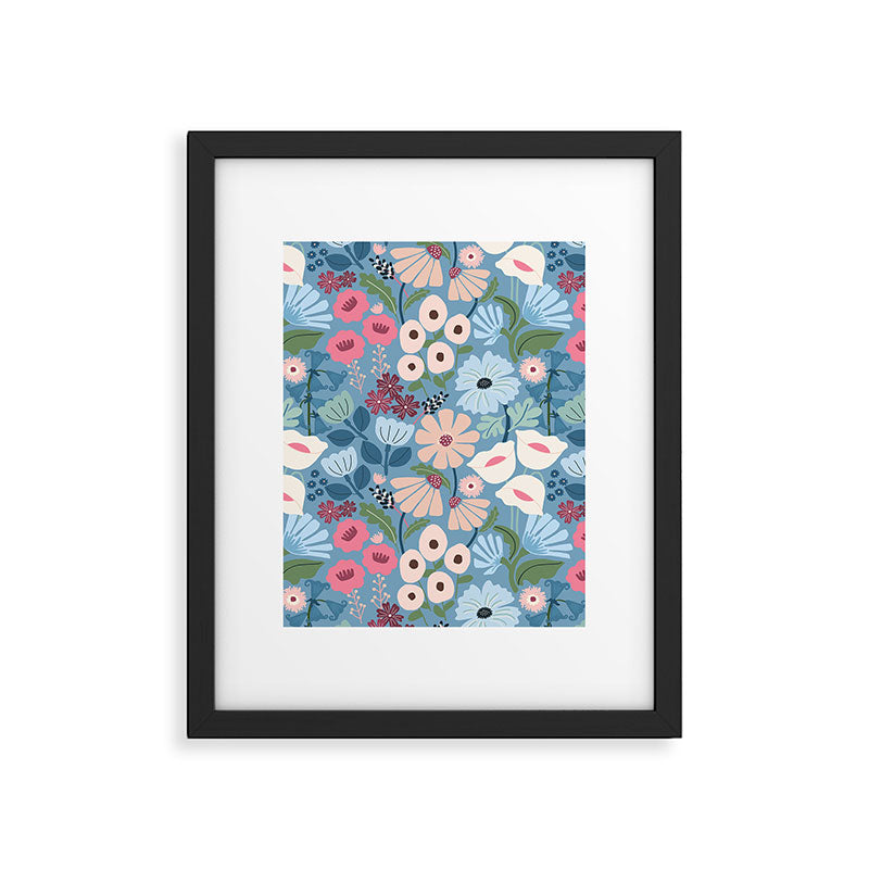 Meadow muse - heritage blue Framed Art Print Gallery Image 6