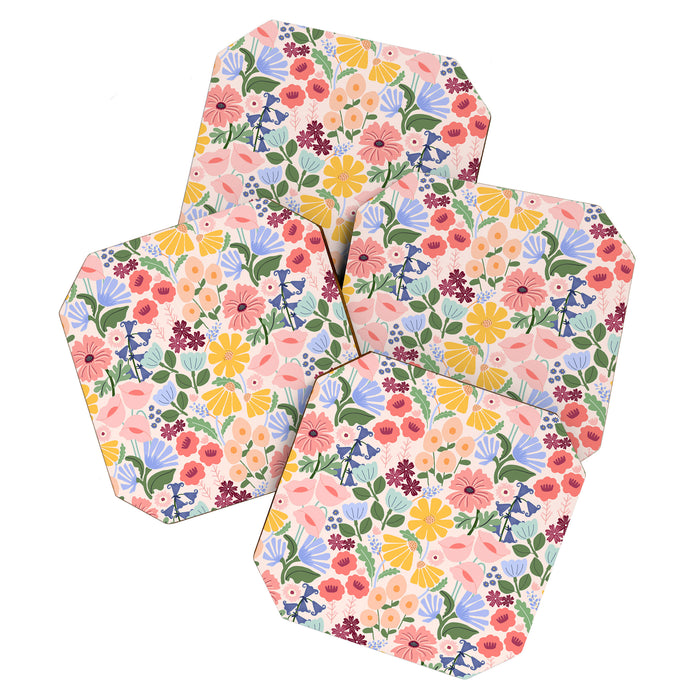Meadow muse - pink Coaster Gallery Image 1