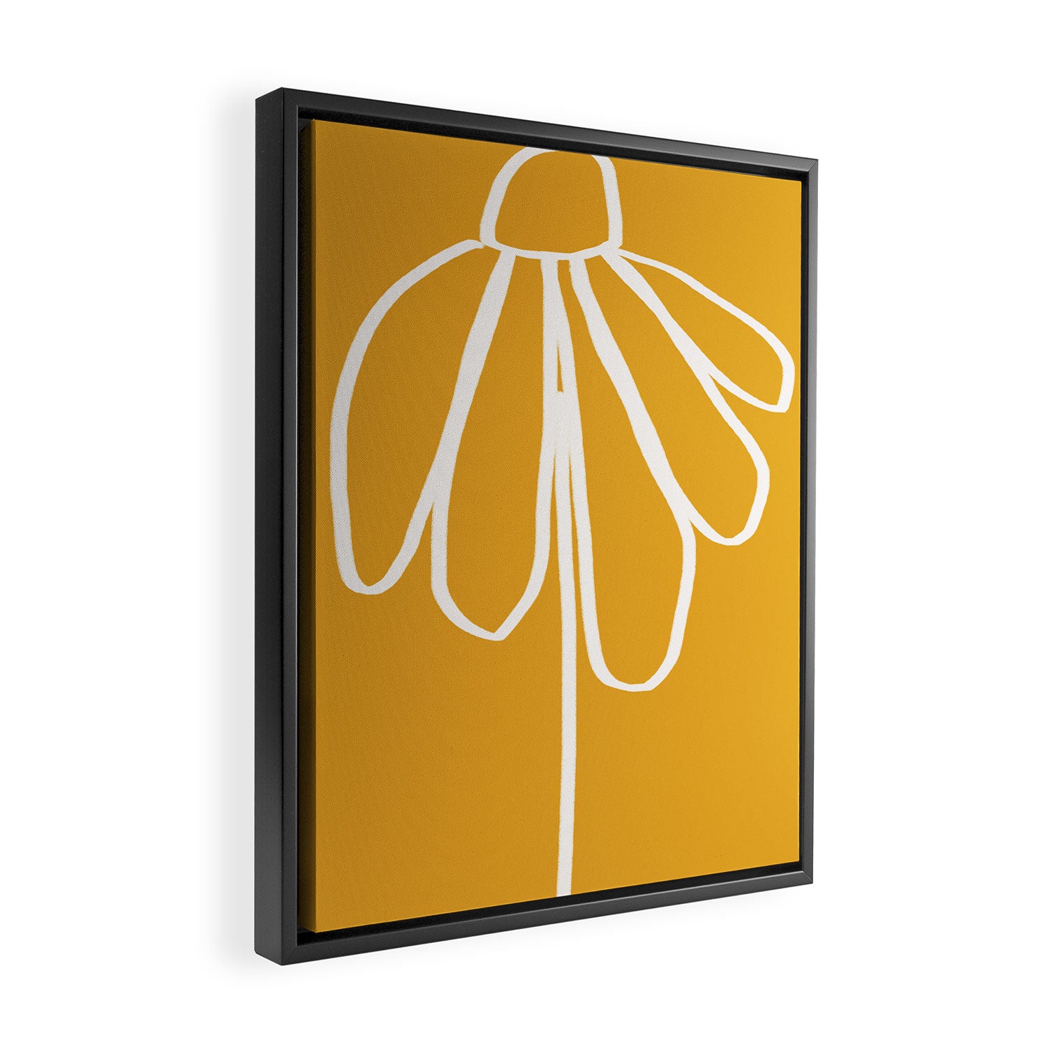 Minimal Flora - daisy yellow Framed Canvas Print Gallery Image 2