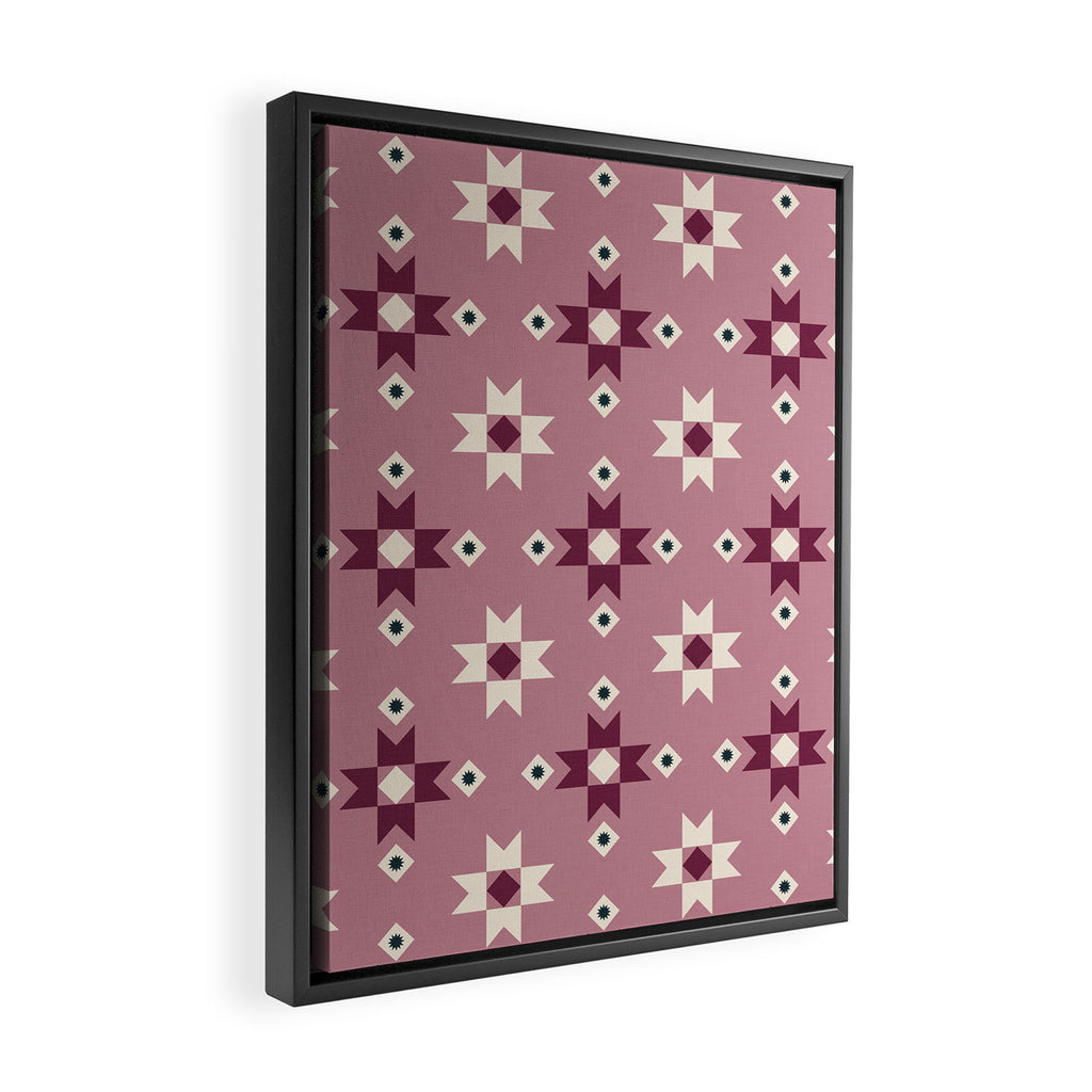 Modern quilt - berry Framed Canvas Print Gallery Image 2