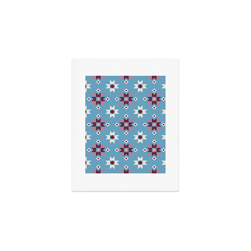 Modern quilt - blue Art Print Gallery Image 1