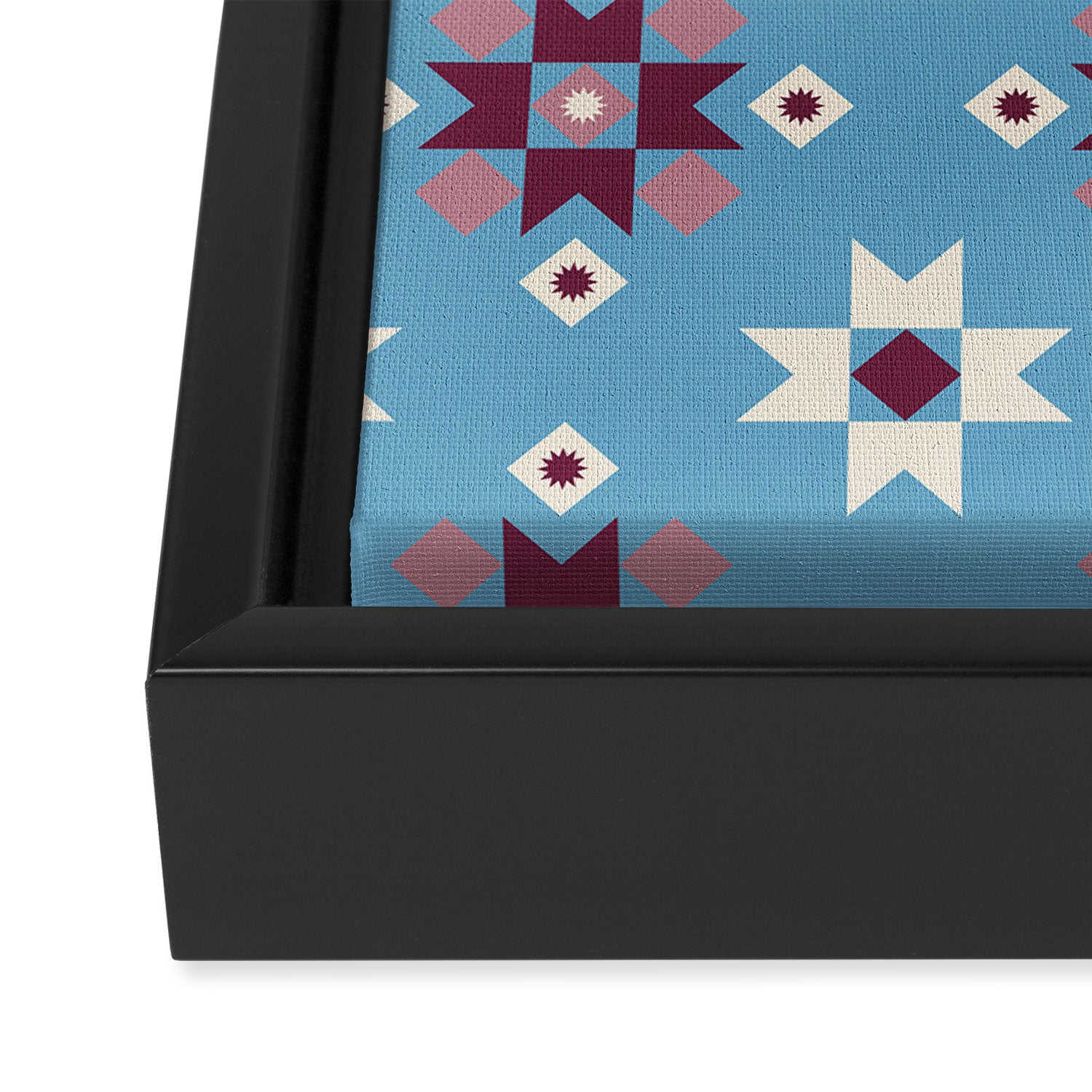 Modern quilt - blue Framed Canvas Print Gallery Image 3