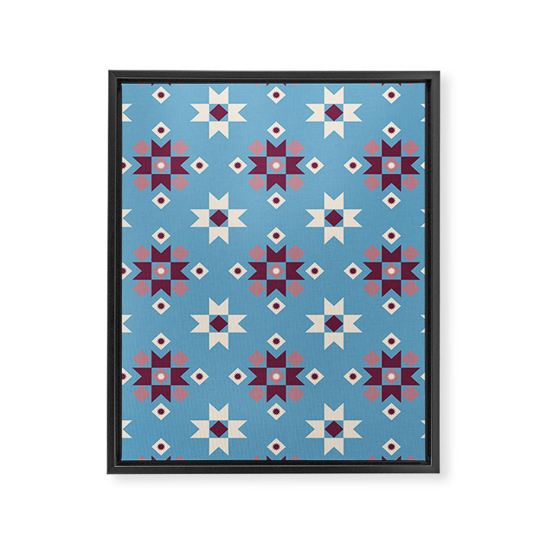 Modern quilt - blue Framed Canvas Print Gallery Image 8