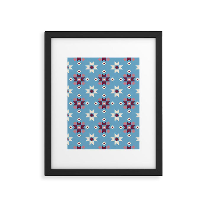 Modern quilt - blue Framed Art Print Gallery Image 1