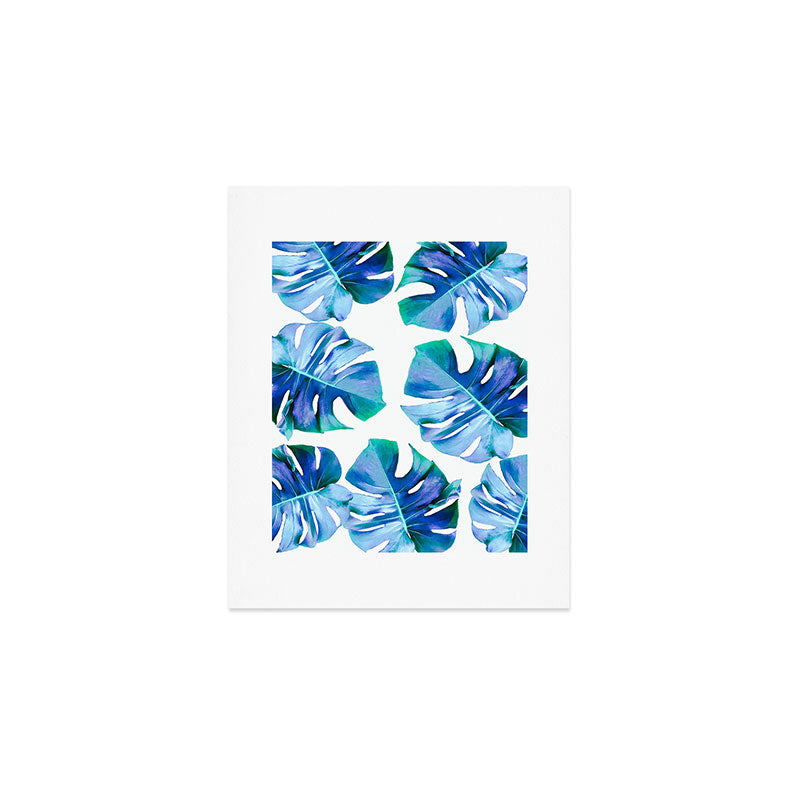 Monstera exotica - azure Art Print Gallery Image 1