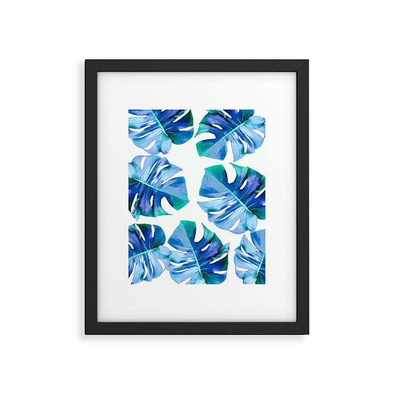 Monstera exotica - azure Framed Art Print Gallery Image 5
