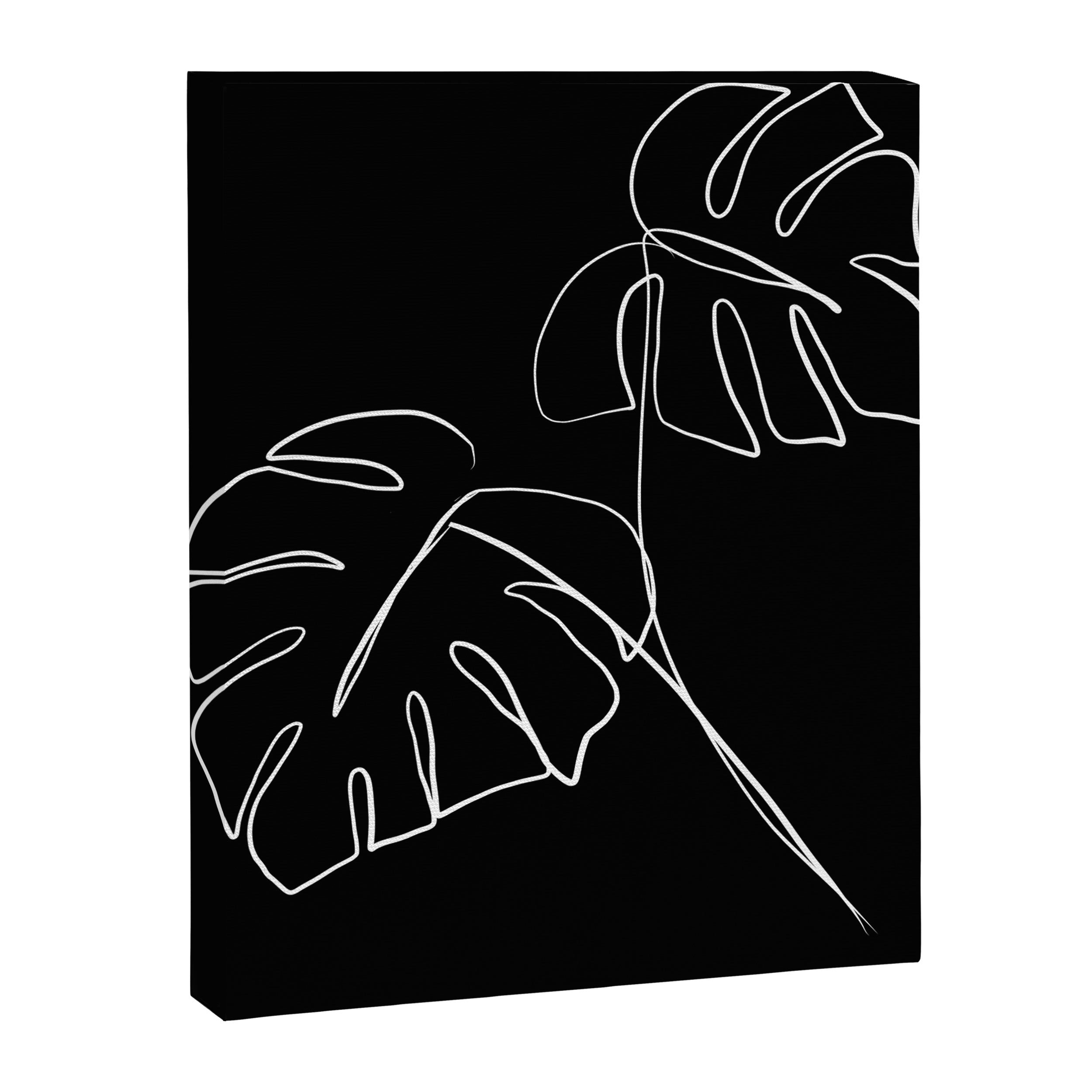 Monstera minimal - black Canvas Print Gallery Image 8