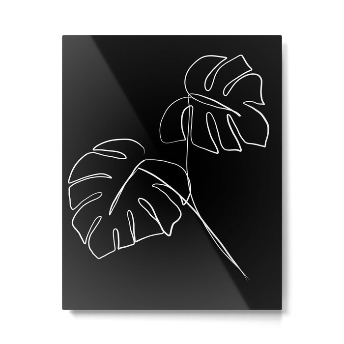 Monstera minimal - black Metal Print Gallery Image 1