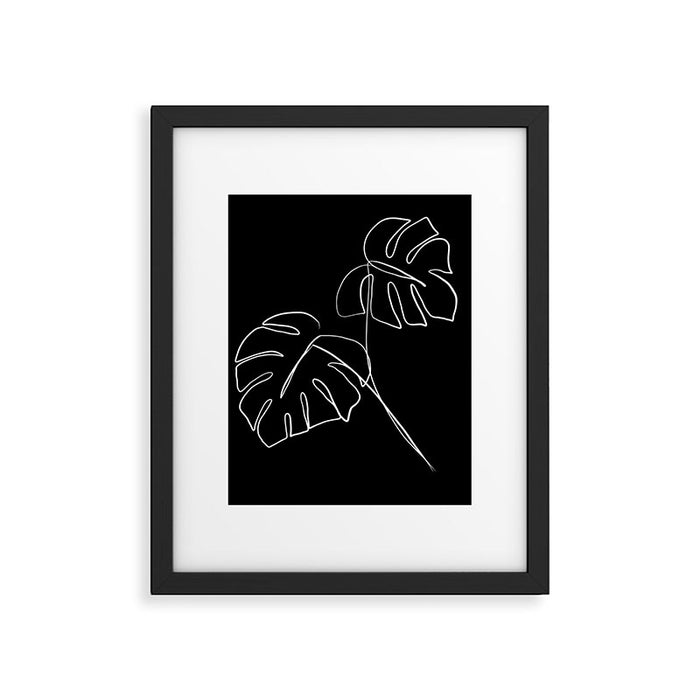 Monstera minimal - black Framed Art Print Gallery Image 1