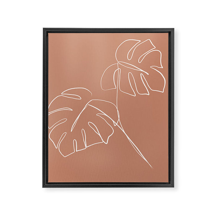 Monstera minimal - earth Framed Canvas Print Gallery Image 1