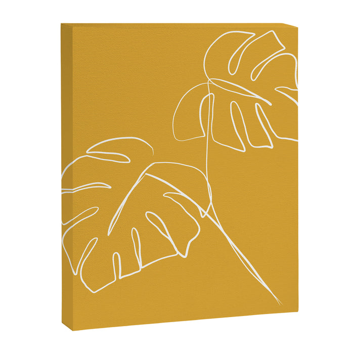 Monstera minimal - yellow Canvas Print Gallery Image 1