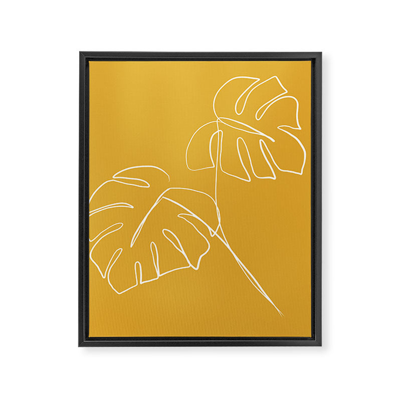 Monstera minimal - yellow Framed Canvas Print Gallery Image 8