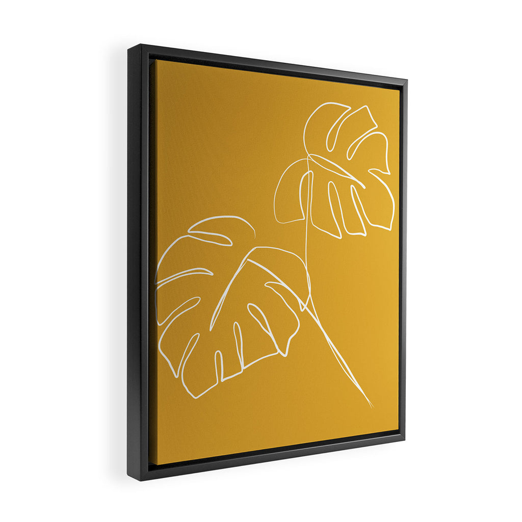 Monstera minimal - yellow Framed Canvas Print Gallery Image 2